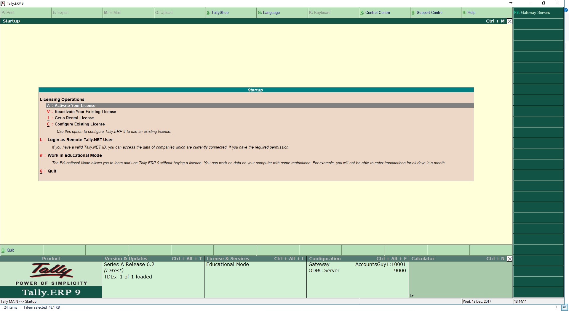 how to configure tally erp 9